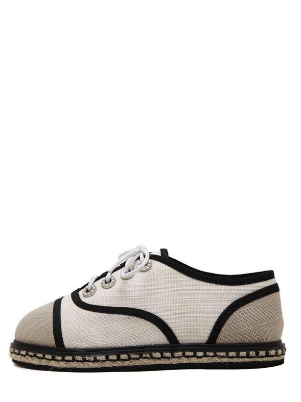 Shein Apricot Round Toe Lace-up Denim Flats