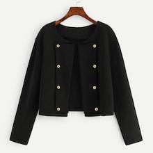 Shein Plus Double Button Open Front Coat