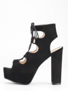 Shein Black Lace-up Chunky Block Heel Sandals