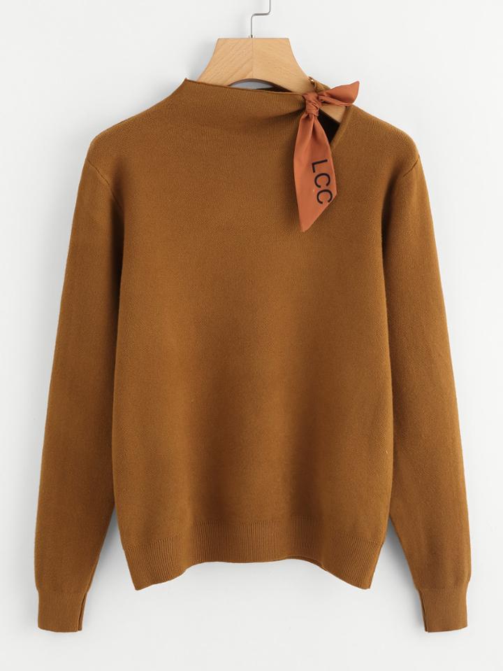 Shein Knotted Detail Jersey Jumper