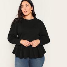 Shein Plus Bishop Sleeve Peplum Top