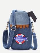 Shein Patch Design Denim Crossbody Bag