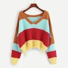 Shein Color Block Raw Hem Sweater