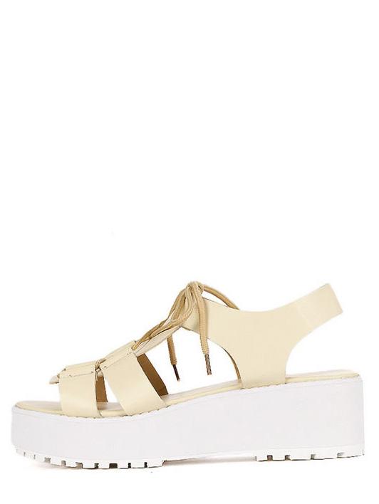 Shein Apricot Crisscross-strap Lug Sole Platform Sandals