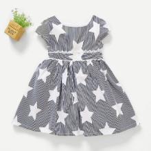 Shein Girls Star Print Striped Dress