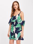 Shein Flounce Layered Banana Leaf Print Dress