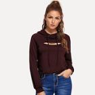 Shein Cut Out Front Raglan Sleeve Drawstring Hoodie