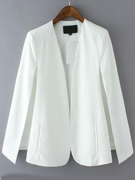 Shein White Long Sleeve Casual Cape Blazer