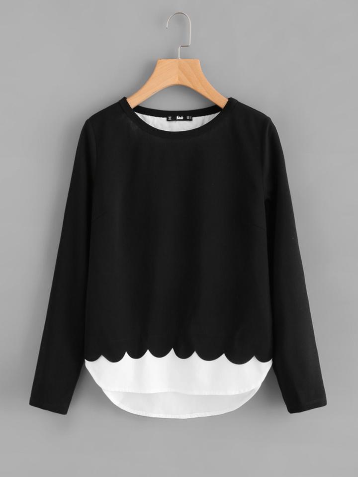 Shein Overlap Back Scalloped 2 In 1 Top
