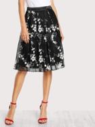 Shein Embroidered Tulle Overlay Skirt