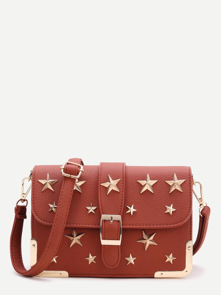 Shein Brown Star Flap Crossbody Bag