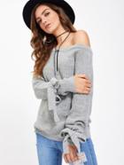 Shein Drop Shoulder Tie Sleeve Jumper