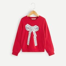 Shein Grils Bow Print Sweatshirt