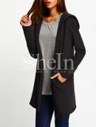 Shein Black Long Sleeve Hooded Jacket