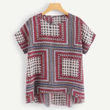 Shein Geo Dip Hem Top