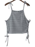 Shein Black White Stripe Selt-tie Bow Spaghetti Strap Camis Top