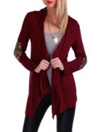 Shein Wine Red Drape Front Sequined Patch Coat
