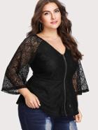 Shein Zip Up Lace Blouse