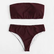Shein Plain Bandeau Bikini Set