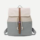 Shein Two Tone Buckle Strap Decor Canvas Backpack