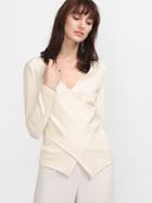 Shein Ribbed Criss Cross Wrap Long Sleeve Asymmetrical T-shirt