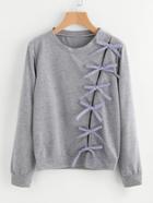 Shein Bow Tie Detail Marled Sweatshirt