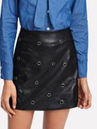 Shein Grommet Detail Coated Skirt