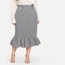 Shein Plus Ruffle Hem Plaid Skirt