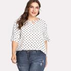 Shein Plus Ruffle Sleeve Spot Blouse