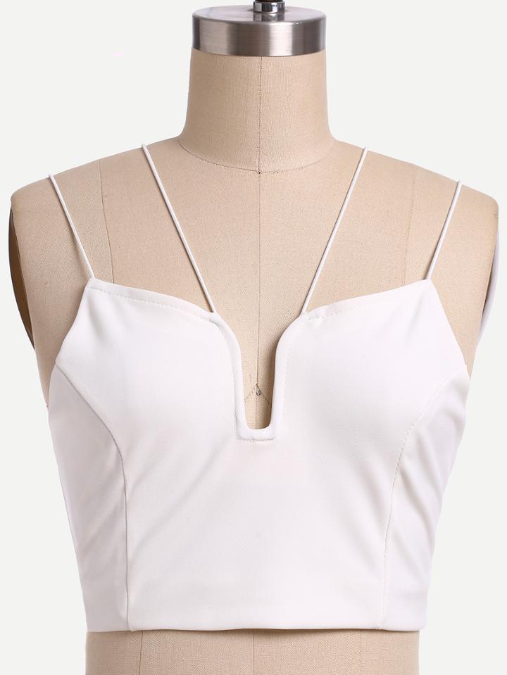 Shein Lace-up Strappy Crop Cami Top - White