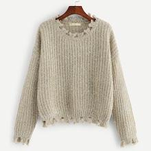 Shein Plus Frayed Trim Glitter Sweater