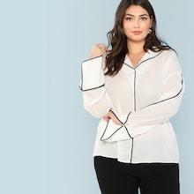 Shein Plus Contrast Tipping Blouse