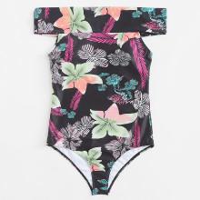 Shein Flower Print Bardot Swimsuit