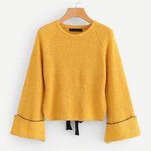 Shein Raglan Sleeve Lace Up Back Sweater