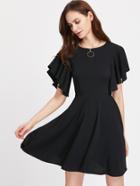 Shein Princess Seam Flutter Sleeve Skater Dress