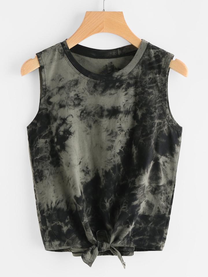 Shein Water Color Self Tie Front Tank Top