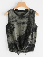 Shein Water Color Self Tie Front Tank Top