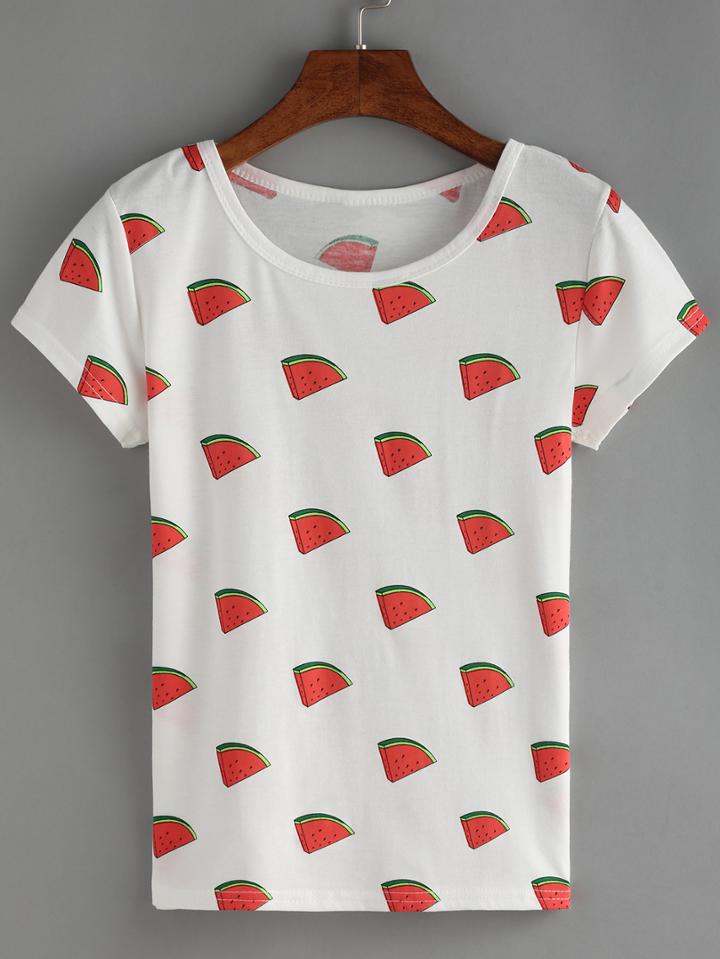 Shein Allover Watermelon Print T-shirt