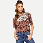 Shein Leopard Print Velvet Top