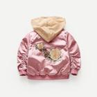 Shein Girls Contrast Sequin Ruched Sleeve Hooded Jacket