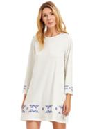 Shein Beige Floral Print Long Sleeve A Line Dress