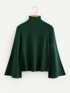 Shein Mock Neck Flare Sleeve Jersey Jumper