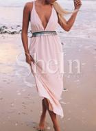 Shein Pink Beachy V Neck Cross Back Camisole Maxi Dress