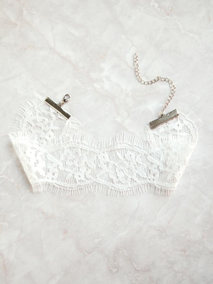 Shein White Eyelash Lace Choker