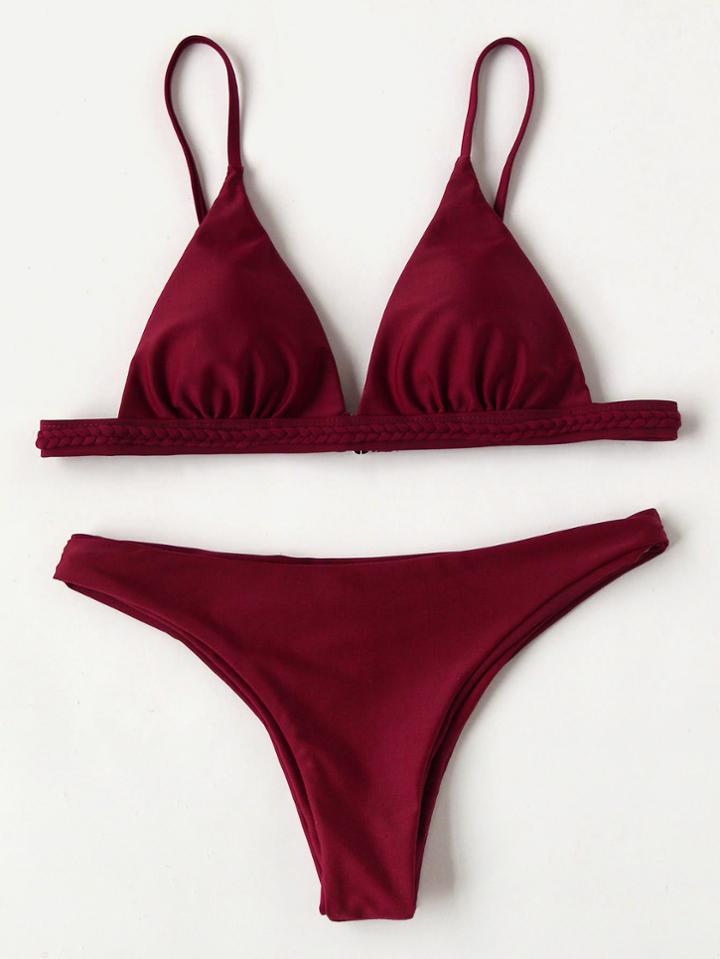 Shein Braided Detail Triangle Bikini Set