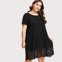 Shein Plus Scallop Laser Cut Tunic Dress
