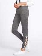 Shein Lace Up Side Marled Knit Leggings