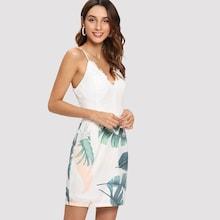 Shein Palm Leaf Print Cami Dress
