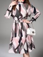Shein Multicolor Contrast Eyelash Lace A-line Dress
