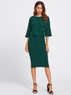 Shein Pearl Embellished Double Layer Dress